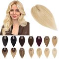 SEGO Human Hair Toppers for Women With Thinning Hair, 7 * 13CM Silk Base 100% Real Human Hair Clip in Top Wiglet Hairpieces /12 Inch No Bangs Ash Blonde&Bleach Blonde