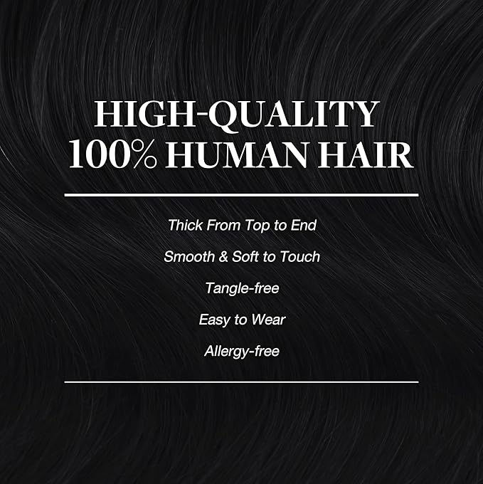 GOO GOO Clip in Hair Extensions Real Human Hair, Remy Human Hair Extensions Clip ins for Women, Natural Human Hair, 26inch 180g 7Pcs, #1 Jet Black