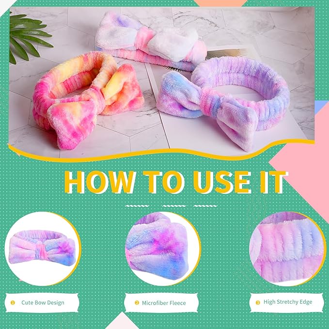 WSYUB Face Washing Headband and Wristbands Set, Headband and Writ Bands for Washing Face,Spa Headbands for Girls, 9pcs