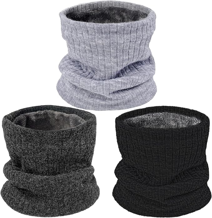 3 Pack Winter Neck Warmer & Ski Mask for Men Women Thermal Warm Fleece Face Mask Neck Gaiter Scarf Gift