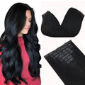GOO GOO Clip in Hair Extensions Real Human Hair, Remy Human Hair Extensions Clip ins for Women, Natural Human Hair, 24inch 140g 7Pcs, #1 Jet Black
