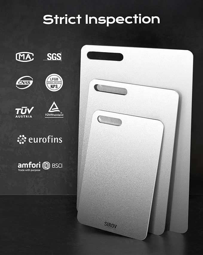 Titanium Cutting Board, 100% Pure Titanium Cutting Boards For Kitchen, Best Non Toxic titanium chopping board, Dishwasher safe, Hygiene and Durability for Meat, Fruit, and Vegetables (3PCS)