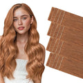 GOO GOO Invisi Edge Tape in Hair Extensions Human Hair, 330 Cinnamon Terra Copper, 20pcs 22inch 50g, Virgin Remy Hair, Seamless Injected Tape, Natural Look