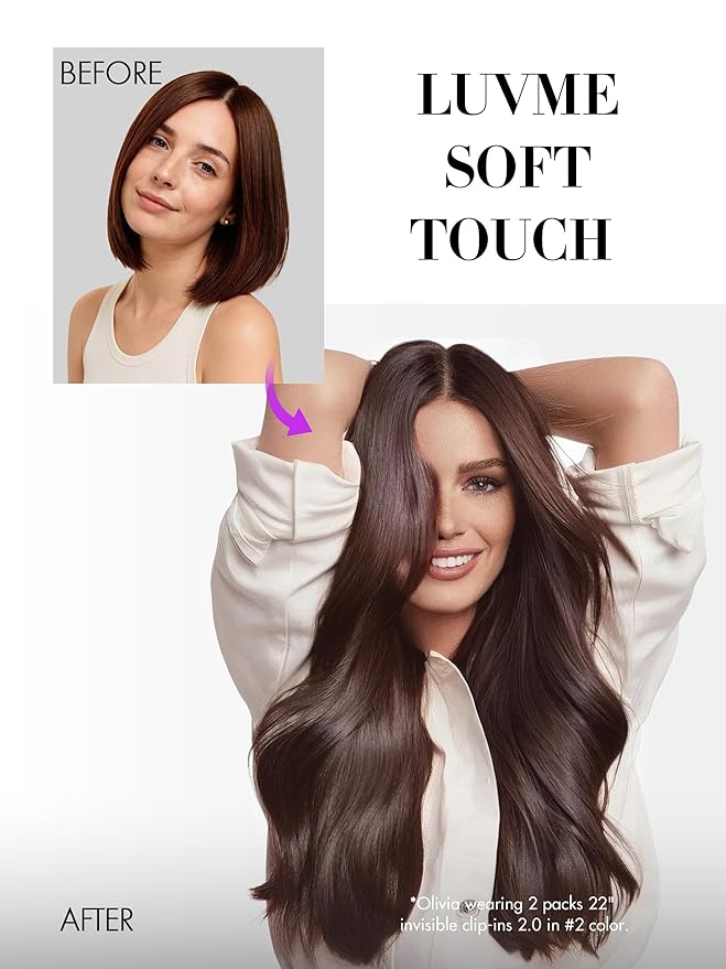 LUVME Invisible Clip in Hair Extensions Real Human Hair, 22 inch 110g 6Pcs, Natural Remy Human Hair Extensions Clip ins for Women, Natural Human Hair Silky Straight Highlight No.2