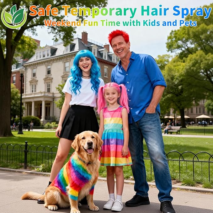 6 Pcs Temporary Hair Color Spray,Non-Stick Hairspray for Kids Girls Women Men,One-day Washable Hair Dye Spray for Party Halloween Cosplay DIY Christmas. (Red&Blue&Purple&Orange&Green&Pink)