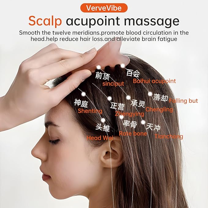 4-in-1 Acupressure Massage Comb - Portable Resin Scalp & Face Massager for Facial Toning, Head Relaxation, Eye Relief & Body Therapy | Bonus Lymphatic Drainage & Anti-Hair Loss (Pink)