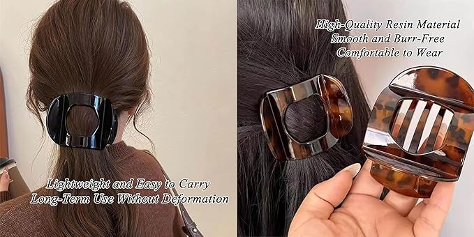 Dodorado Flat Hair Clips,Suerteyay/Hailoyearn Simple Refined Hair Clip, Sturdy Keep No Slip Large Claw Clips,Volume Flat Top Round Clip for Thick or Thin Hair (6p)
