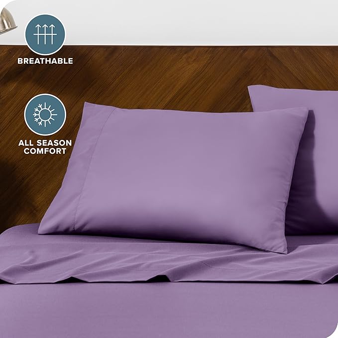 Bare Home Microfiber Pillow Cases - Standard Size Set of 2 - Cooling Pillowcases - Double Brushed - Easy Care - Envelope Closure (Standard Pillowcase Set of 2, Lavender)