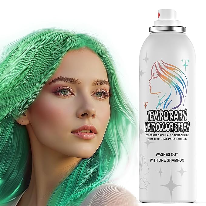 Temporary Hair Color Spray | 150ml Instant Hair Spray for Adults & Kids | Washable & Non-Sticky, Gentle Formula, Green | Halloween, Cosplay, Costume Party, Festivals
