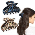 2Pcs Medium Tortoise Shell Claw Hair Clips, Elegant French Design Celluloid Hair Jaw Grips for Women
