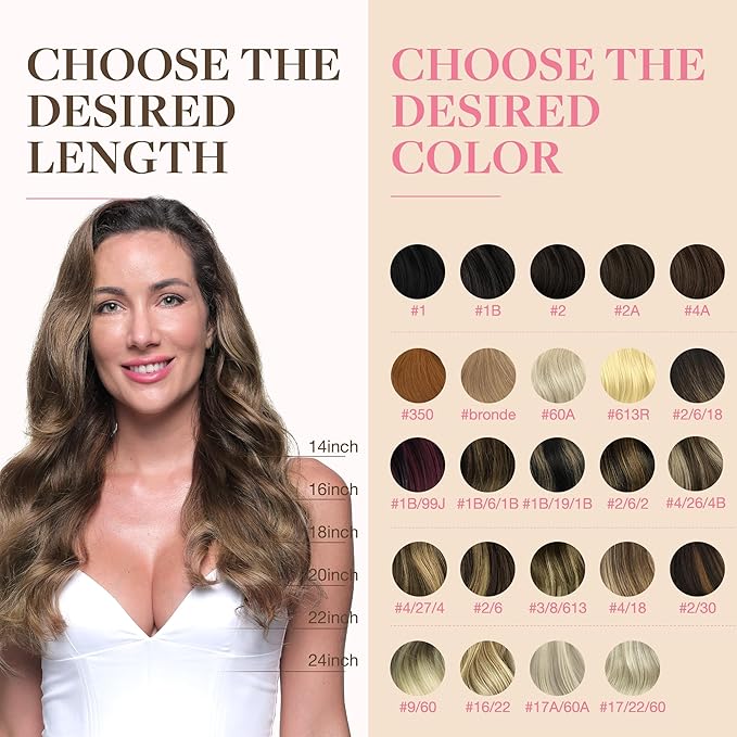 GOO GOO Tape in Hair Extensions Human Hair, 4/26/4 Balayage Chocolate Brown to Honey Blonde, 24inch 50g 20pcs, Skin Weft Seamless Invisible, Silky Straight with Thick Ends, Remy Human Hair