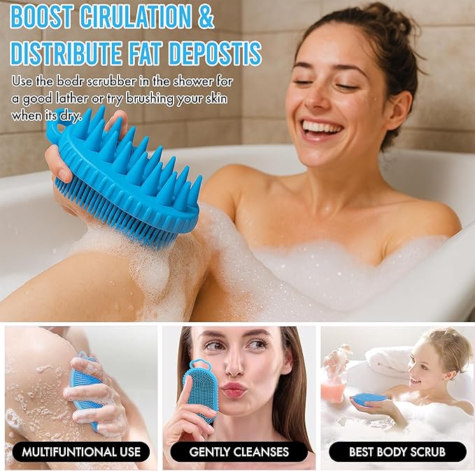Multi-Function Silicone Scalp Scrubber and Shampoo Brush Soft Scalp Massager for Exfoliation, Dandruff Removal, Relaxation, Supports Circulation & Growth, Scalp Brush Comfy for Wet & Dry Use in Shower