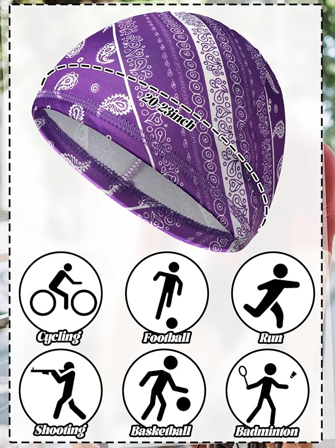 SATINIOR 6 Pcs Cooling Skull Cap Helmet Liner Sweat Wicking Cap Hard Hat Liner Bandana for Men Women Sports Cycling Running