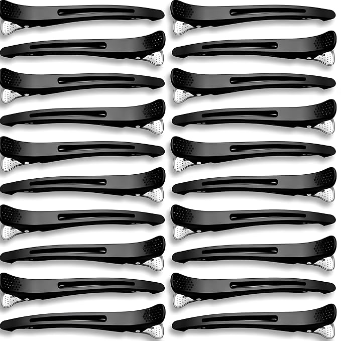 Duckbill 20 PCS Hair Clips for Sectioning -4.3” Professional Non-Slip Hair Clamps with Silicone Band, Gentle No-Mark Hold for Thick Hair, Styling & Coloring