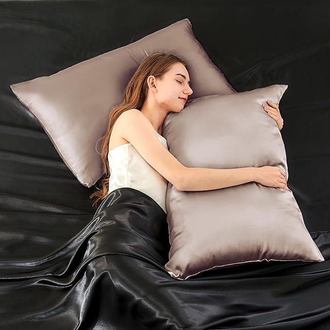 INFIIXSO Mulberry Silk Pillowcase for Hair and Skin, Silk Pillow Cases Queen Size Set of 2 with Hidden Zipper 20x30 Inches, Ultra Smooth and Soft Cooling Pillow Cases for Hot Sleepers(Caramel, 2 Pack)