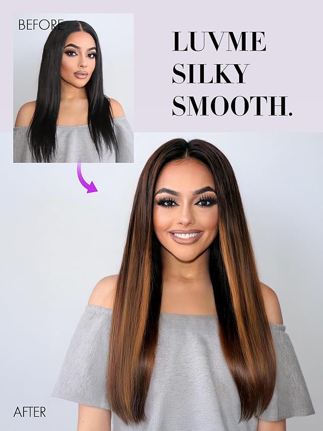 LUVME Seamless Clip in Hair Extensions Human Hair, 16 Inch 135g 9pcs #4/27 Hair Extensions Clip in Human Hair Silky Straight Remy Human Hair Extensions