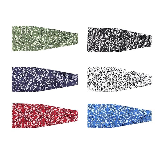 DRESHOW Yoga Sports Headbands for Women Elastic Non-Slip Headbands Workout Running Hair Bands 6 Pack