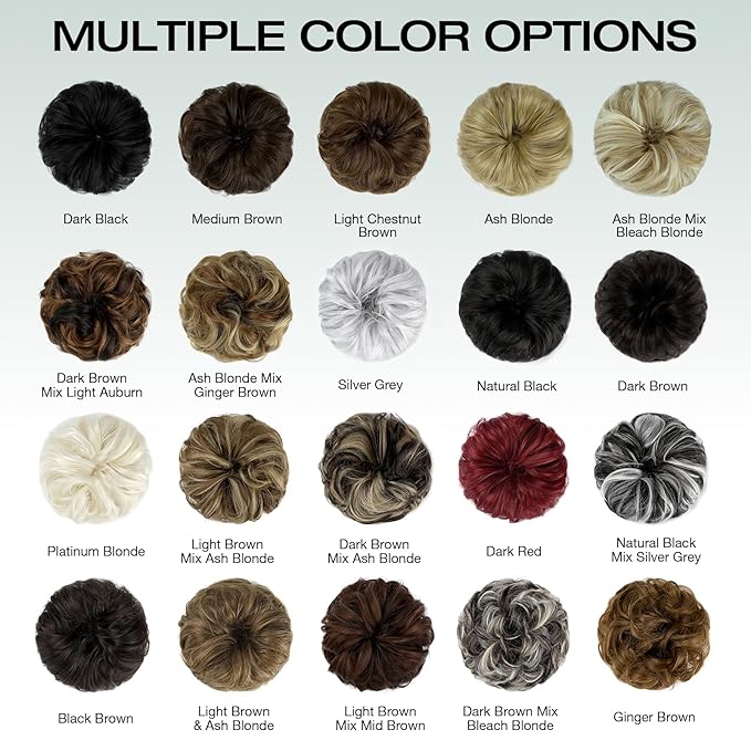 Messy Bun Hair Piece Wavy Curly Scrunchies Fluffy Donut Thick Updo Elegant Chignon Hairpieces for Women Girls, Bleach Blonde 1.4oz