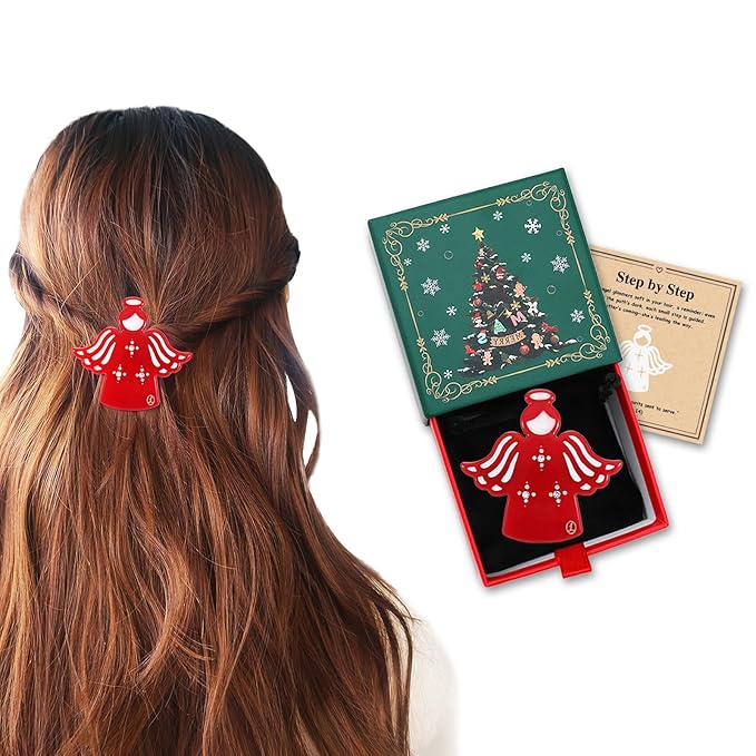 Inspirational Gifts for Women Girls "Guardian Angel" Premium Acetate French Hair Barrette Clip, Unique Cute Birthday Gifts, Christmas Wishing Well Anxiety Relief Christian Gifts With Gift Box