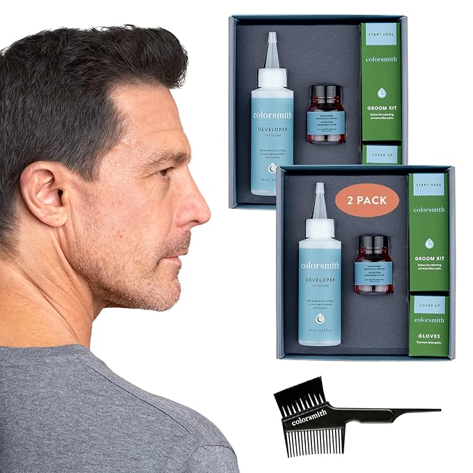 Hair & Beard Color for Full Gray Coverage 2 pack - Medium Ash Brown - Ammonia-Free Complete Men’s At-home Beard & Hair Dye Kit, Professional-grade Permanent Hair Color (5.1)