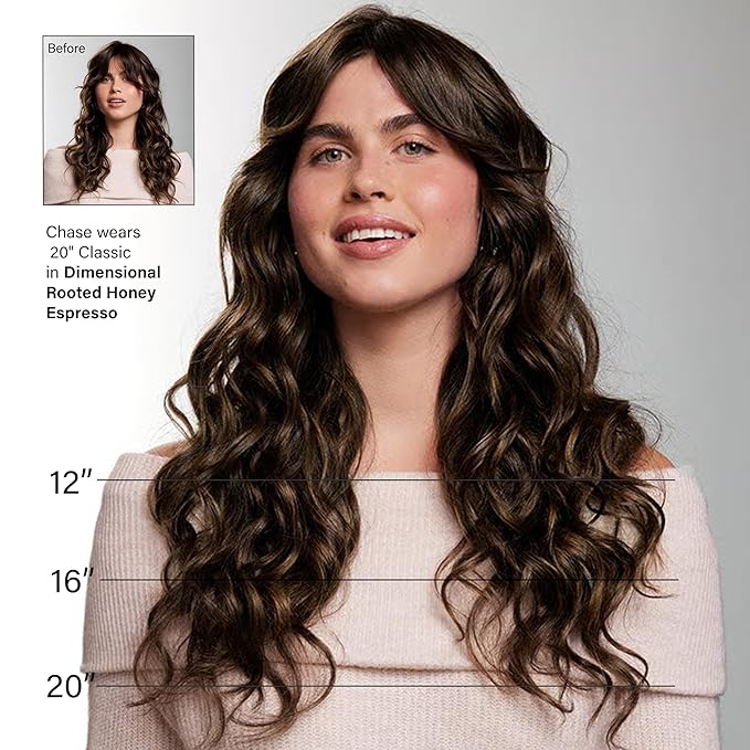 Luxy 100% Remy Human Hair – Halo Clip-In Hair Extensions –Natural Looking Volume & Length - One-Piece - Easy 5-Min Application 180 grams 20" Honey Espresso