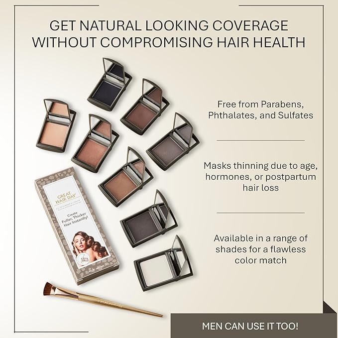 Joan Rivers Great Hair Day Root Touch Up Powder Duo - Fill-in Powder for Thicker, Fuller Looking Hair (Salt & Pepper)