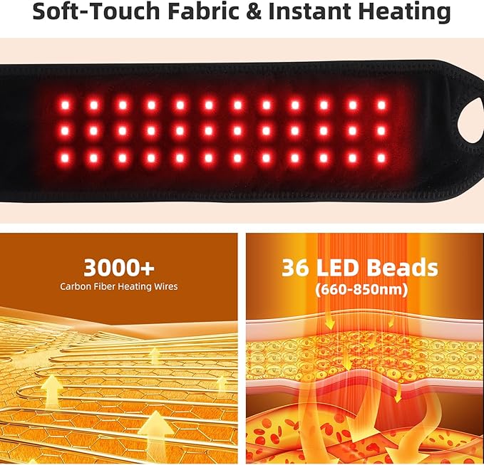 Cordless Wrist Hand Heating Pad Massage for Pain Relief, Rechargeable Heated Wrist Brace for Carpal Tunnel, Red Light Therapy Heated Wrist Massager Wrap for Arthritis, Black