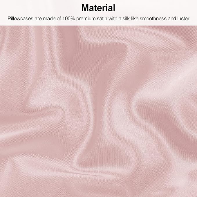 Lirex Satin Pillowcase for Hair and Skin, Super Soft and Cooling Similar to Silk, 2 Pack King Size 20"X 36" Pillow Cases with Envelope Closure, Gifts for Women Men, Light Pink