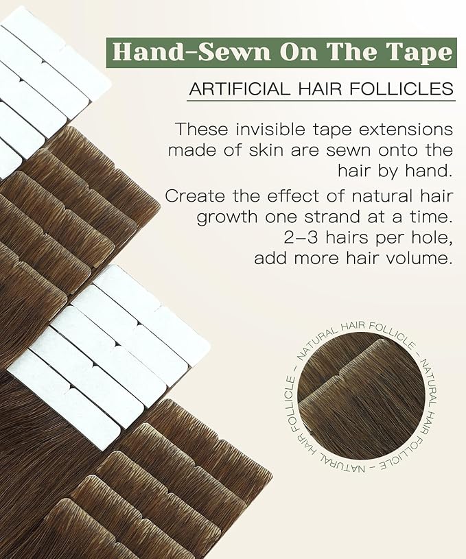 SURNEL Injection Tape in Hair Extensions Human #4 Chocolate Brown Invisible Tape in Extensions 20 Pcs 40g(#4,18)
