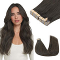 GOO GOO Tape in Hair Extensions Human Hair, 1C Mocha Brown, 14inch 100g 40pcs, Skin Weft Seamless Invisible, Silky Straight with Thick Ends, Remy Human Hair