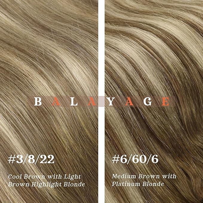 Ve Sunny Balayage Clip in Hair Extensions Brown Blonde Human Hair Clip in Extensions Ombre Hair Extensions Real Human Hair Clip ins Short Straight Hair Soft and Natural 100g 14in