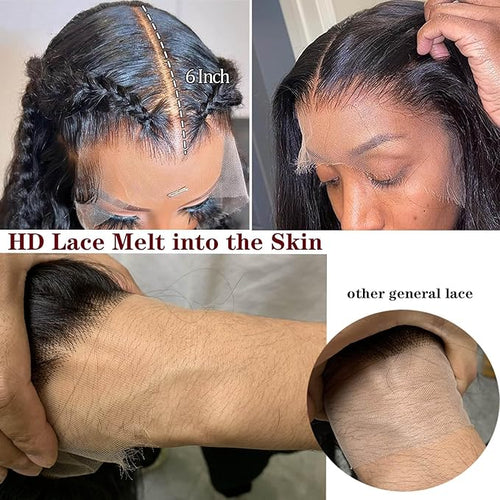 180% Density Body Wave Wigs for Women HD Transparent Lace Frontal Wigs Human Hair Brazilian Virgin Bleached Knots with Baby Hair (32inch)