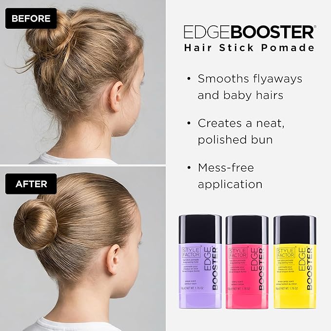 Style Factor EDGE BOOSTER Hair Wax Stick Pomade with Beeswax | Strong Hold Slick Stick for Flyaways, Edges & Baby Hair for Sleek Buns & Ponytails | Stocking Stuffers for Women Girls Teen | Sugar Melon