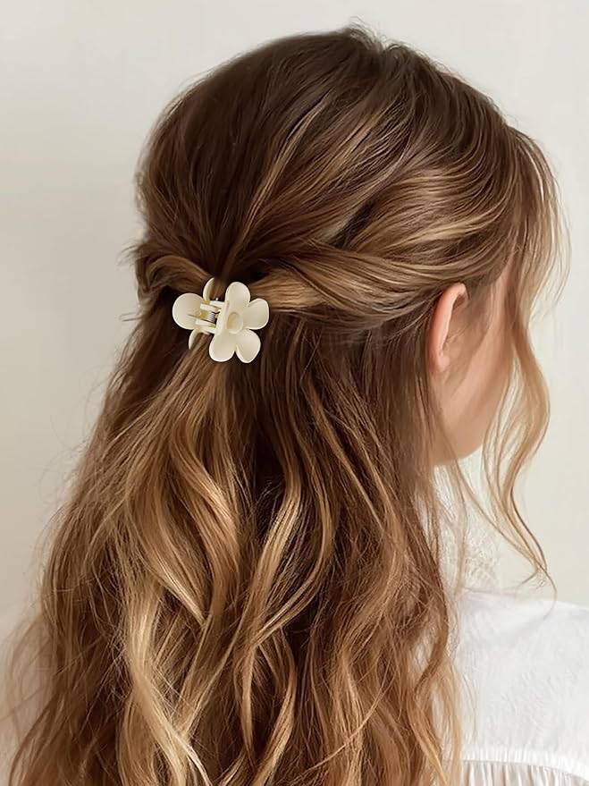 3 Styles Matte Hair Clips for Women 12 PCS Small Medium Claw Clips for Thin Thick Hair 2'' Rectangle Hair Claws 1.5'' Double Row Small Claw Clips Flower Clips Combination | Hair Accessories for Women