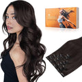 DOORES Human Hair Extensions Clip in, Dark Brown 135g 7pcs 16 Inch, Thick Real Human Hair Extensions Clip ins Remy Natural Straight