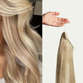 Luxy 100% Remy Human Hair – Halo Clip-In Hair Extensions –Natural Looking Volume & Length - One-Piece - Easy 5-Min Application 150 grams 12" Dimensional Cream Blonde