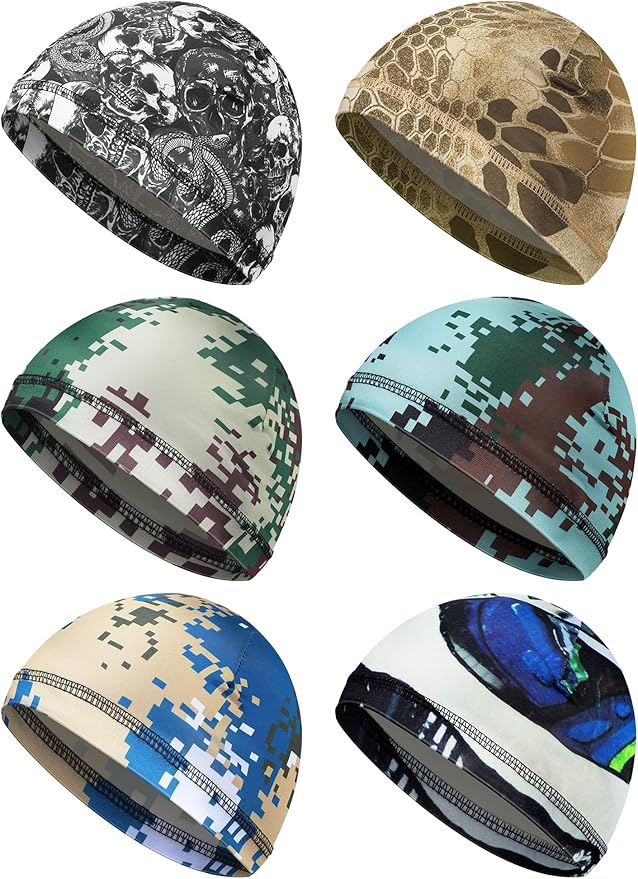 SATINIOR 6 Pcs Cooling Skull Cap Helmet Liner Sweat Wicking Cap Hard Hat Liner Bandana for Men Women Sports Cycling Running
