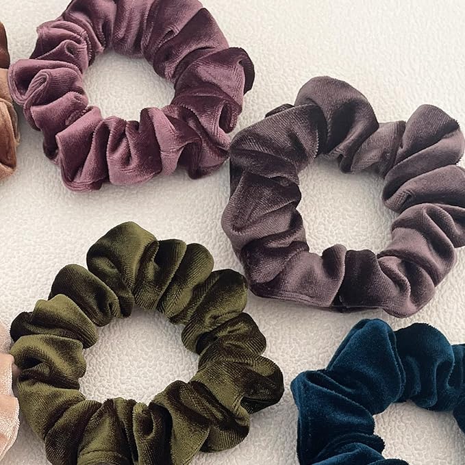 Velet Scrunchies for Women, 6 Pcs Soft Hair Ties, No-tangling Elastic Scrunchy, Ponytail Holder Hair Accessories, Stretchy Scrunchy Set for Thin & Thick Hair, Classic Hair Bands Set