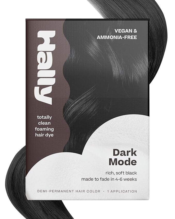 Hally Hair Color Cloud Hair Dye (Black) - Demi-Permanent Foam Hair Color for Women & Men - Mess-Free & Long-Lasting Hair Dye Kit, Hair Coloring Products Wash Out in 4-6 Weeks, Vegan