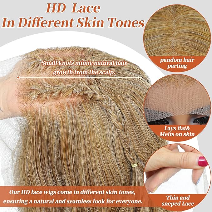 Ombre Blonde Synthetic Lace Front Wigs Pre Plucked 26 Inch Long Wavy 100% Futura Premium 13x4 HD Lace Wigs For Black Women Ready to Wear Beginner Friendly Daily Party Use