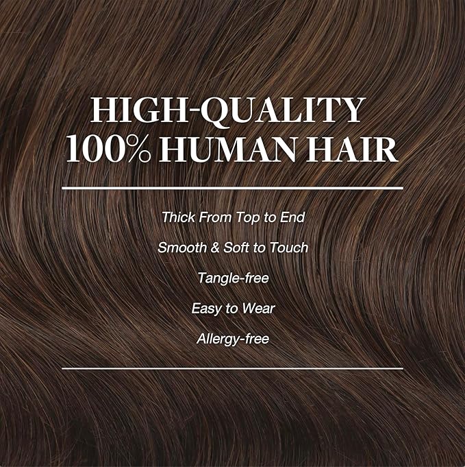 GOO GOO Clip in Hair Extensions Real Human Hair, Remy Human Hair Extensions Clip ins for Women, Natural Human Hair, 26inch 180g 7Pcs, #4A Chocolate Brown