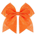 Large Glitter Cheer Bows Clips, Jumbo Big 7 Inch Cheerleading Sequin Hair Bow Hair Accessories for Teens Girls Football Sports Cheerleader Outfit Uniform (Orange)