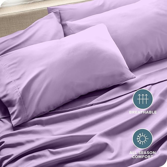 Bare Home Microfiber Bulk Pillow Cases - King Set of 4 - Cooling Pillowcases - Double Brushed - Lavender Pillowcases 4 Pack - Easy Care (King - 4 Pack, Lavender)