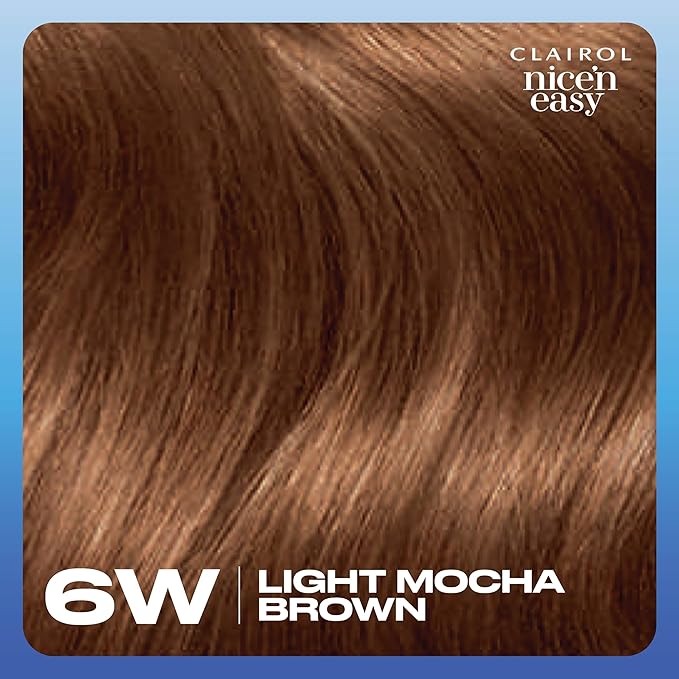 Clairol Nice'n Easy Permanent Hair Dye, 6W Light Mocha Brown Hair Color, Pack of 1