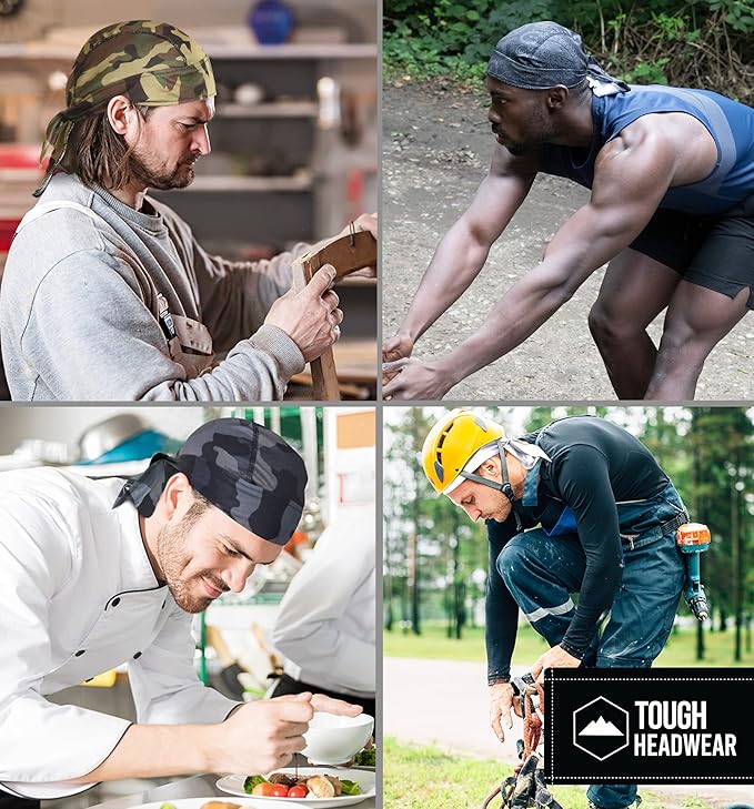 Cooling Helmet Liners - Do Rag Skull Caps for Men - Cooling Head Wraps, Hard Hat Liner - Motorcycle Pirate Bandana
