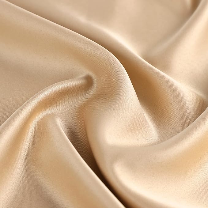 uxcell 2 Pack Silk Satin Pillowcase for Hair and Skin, Cool, Silky, Soft Breathable Pillow Cases King Size 20x36 Inch Sateen Pillowcase Caramel with Envelope Closure