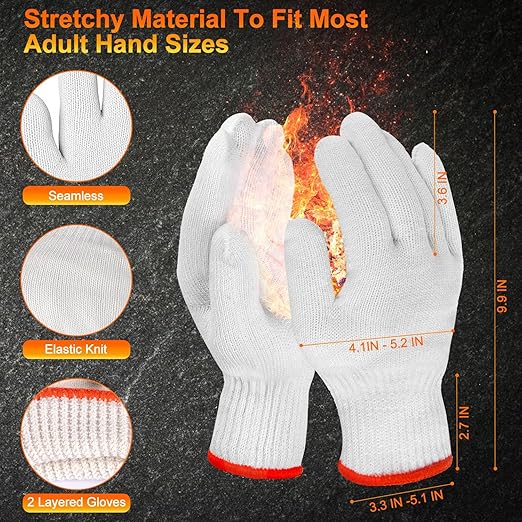 BBQ Gloves for Cooking Baking Grilling, 100 Count Disposable Nitrile Gloves and 4 Count Cotton Glove Liners Washable (6mil Nitrile, Large)