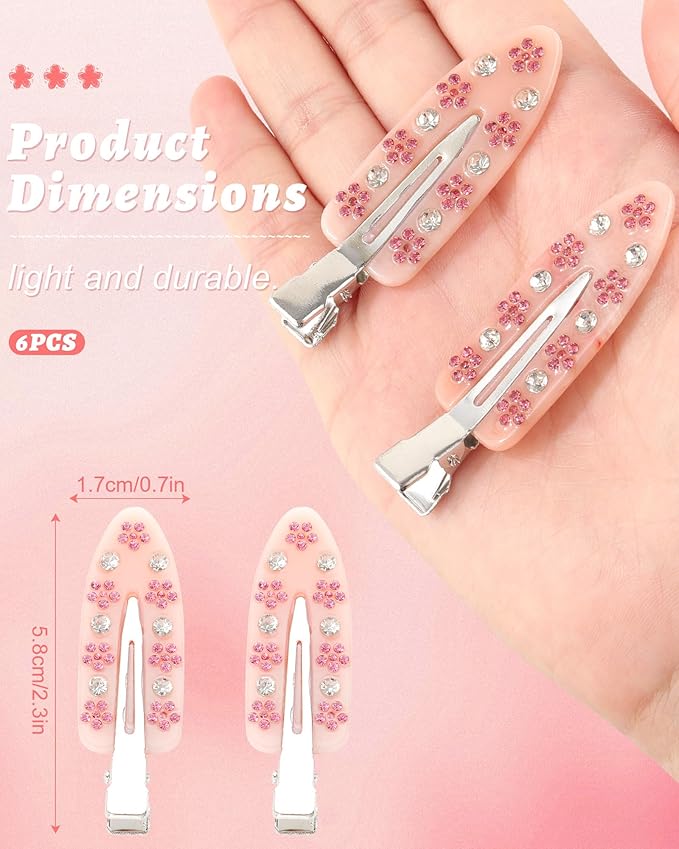 HAIMEIKANG 6 PCs Acrylic Creaseless Hair Clips for Women - No Crease No Bend Hair Clip Makeup Bangs Clips for Women and Girls Flat Hair Clips for Hair Styling