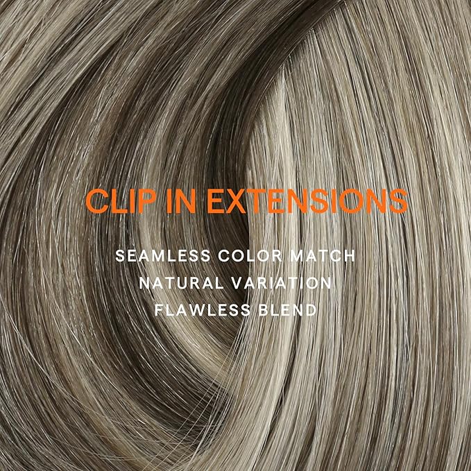 Full Shine 22 Inch Hair Extensions Cool Blonde Remy Clip in Human Hair Extensions Cool Taupe Balayage Blonde Real Hair Clip in Extensions Human Hair 7 Pcs 120 G