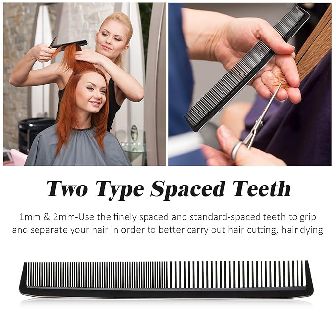 5 Pieces Hair Cutting Comb Barber Hair Styling Combs Fine Teeth Carbon Hairbrush Set Anti Static Heat Resistant Hairdressing Tapered Hairbrush for Men Women